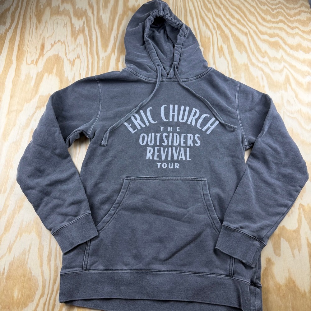 Eric Church The Outsiders Revival Tour Hoodie Gray Concert Pullover Mens Small